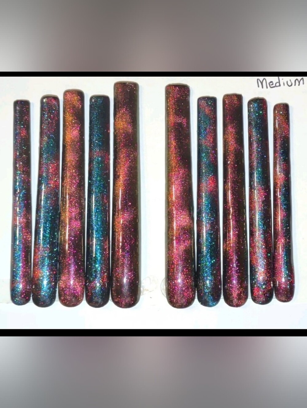 Hand crafted custom Square Cateye 10pc 6xl acrylic press on nails sz Medium - Picture 4 of 17